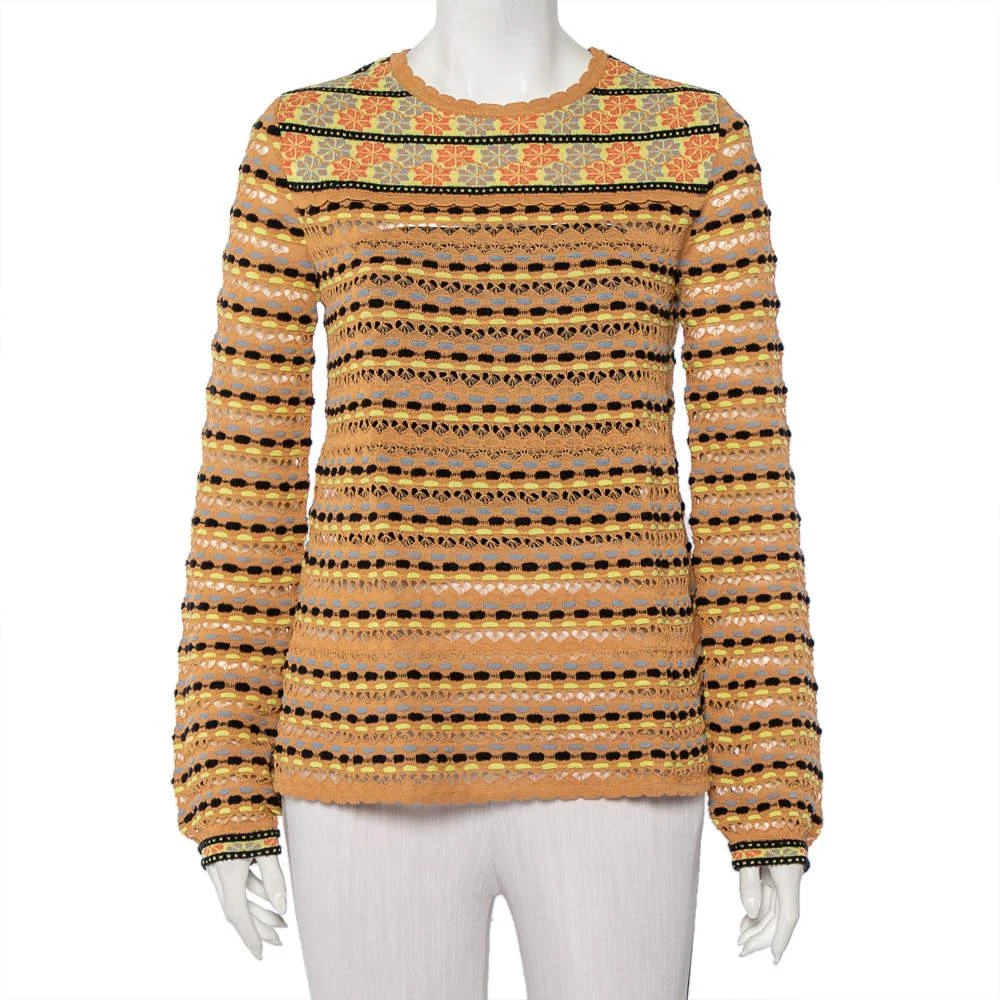 商品[二手商品] Missoni|M Missoni Beige Straw Perforated Knit Long Sleeve Top L,价格¥964,第1张图片