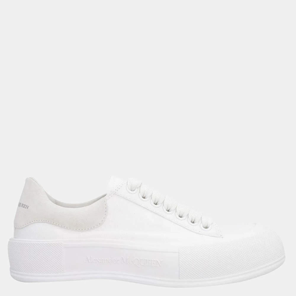 商品Alexander McQueen|Alexander Mcqueen White Canvas Deck Plimsoll Sneakers Size EU 40,价格¥4470,第1张图片