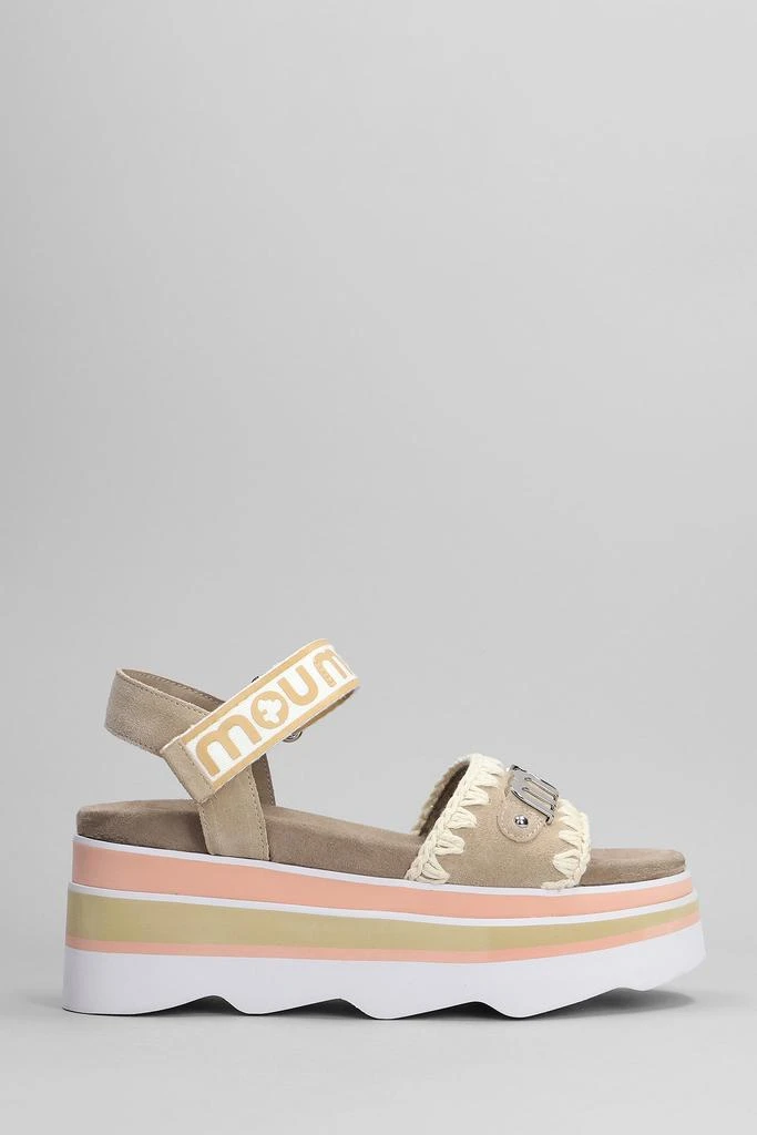 商品Mou|Mou Eva Wedge Wedges In Taupe Suede,价格¥1786,第1张图片