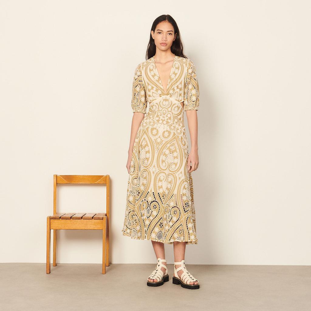 商品Sandro|Long guipure dress,价格¥2858,第1张图片