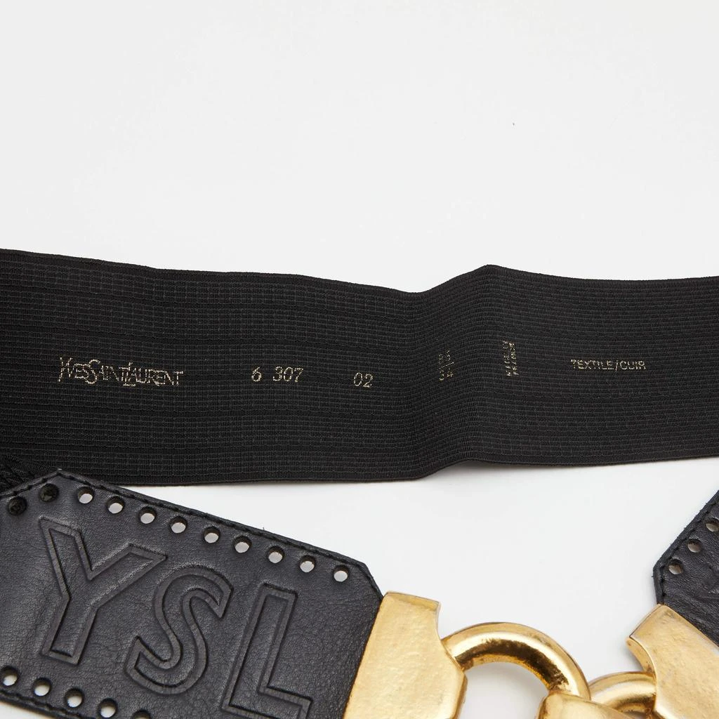 商品[二手商品] Yves Saint Laurent|Saint Laurent Black Leather and Elastic Band Golden Hook Waist Belt 85CM,价格¥1068,第5张图片详细描述