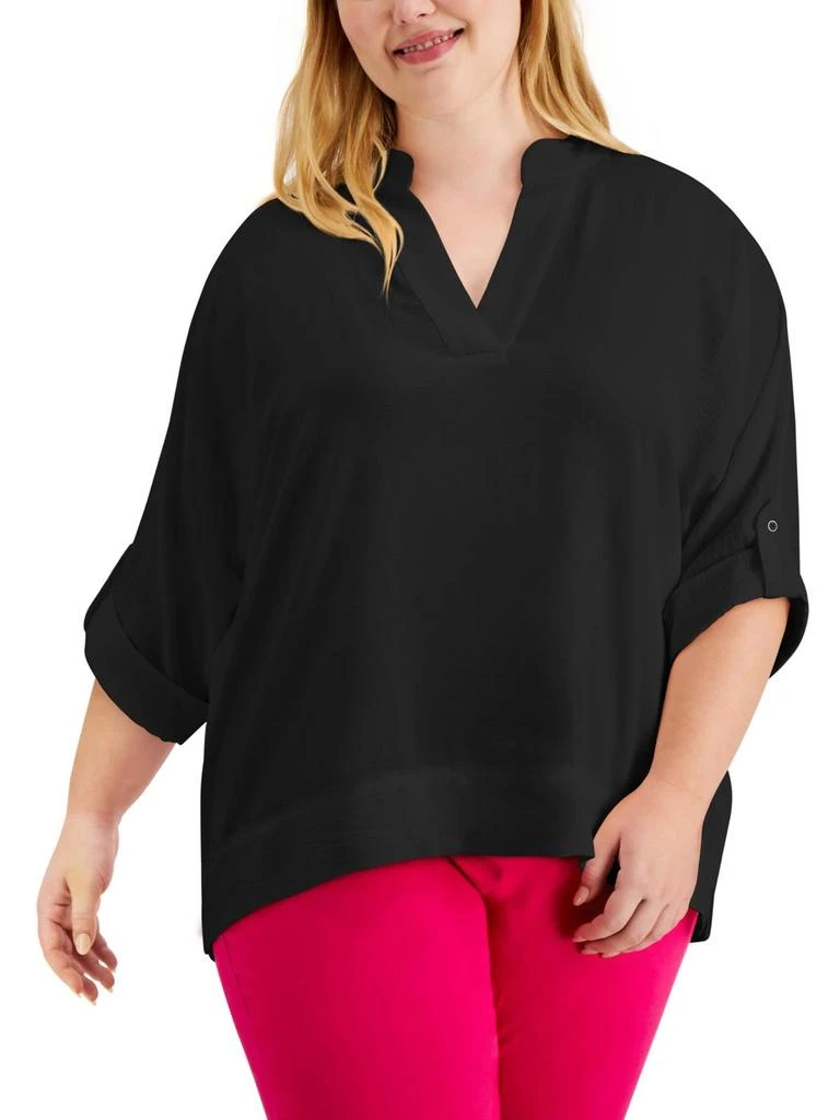 商品Calvin Klein|Plus Womens V-Neck Tunic Pullover Top,价格¥339,第1张图片