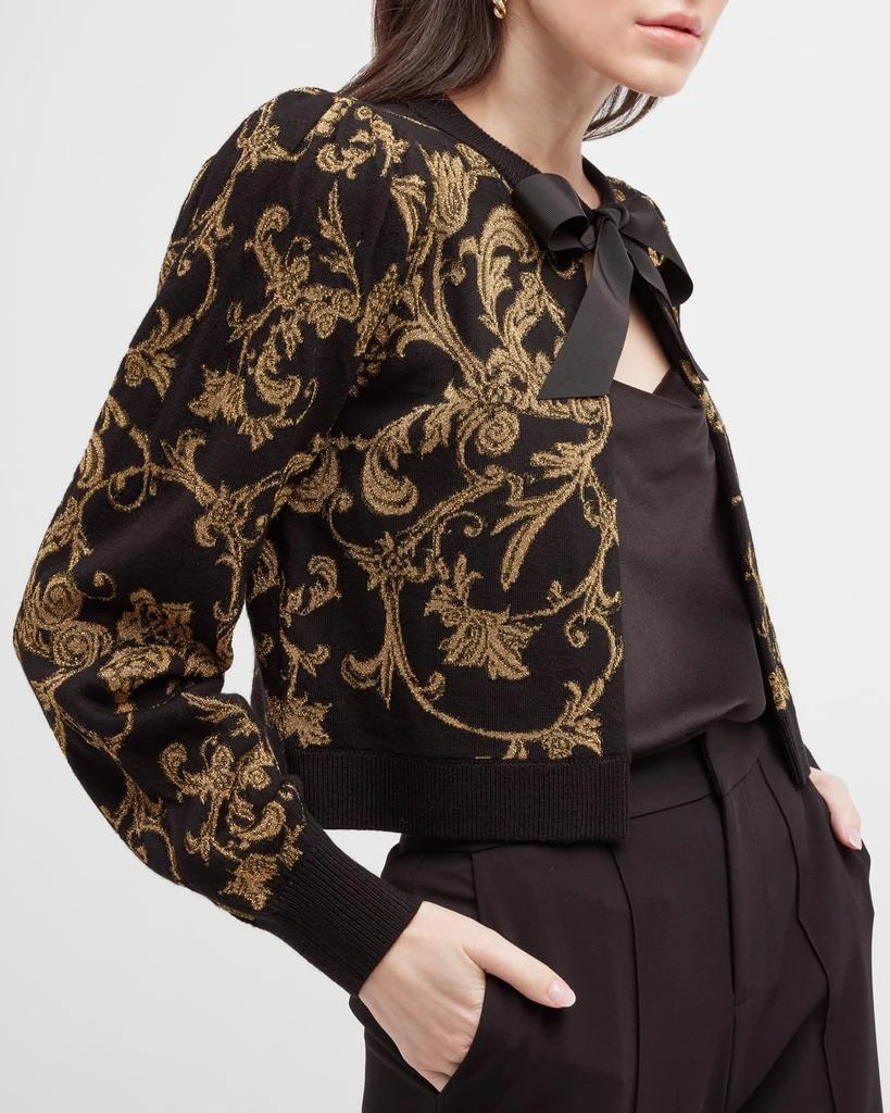 Kitty Baroque-Print Puff-Sleeve Cardigan 商品