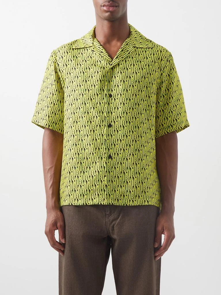 商品AMIRI|Short-sleeved logo-print silk-twill shirt,价格¥3519,第1张图片
