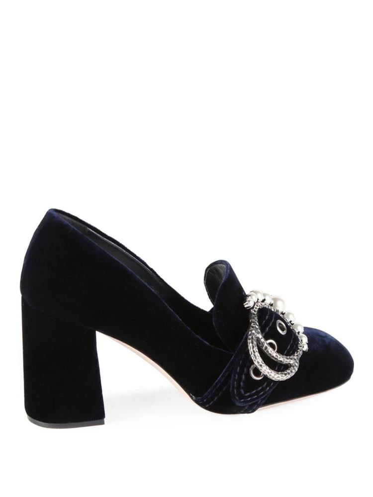 商品Miu Miu|Embellished Velvet Loafer Pumps,价格¥2668,第5张图片详细描述