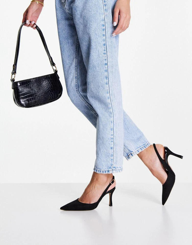 商品ASOS|ASOS DESIGN Samber slingback stiletto heels in black,价格¥274,第3张图片详细描述