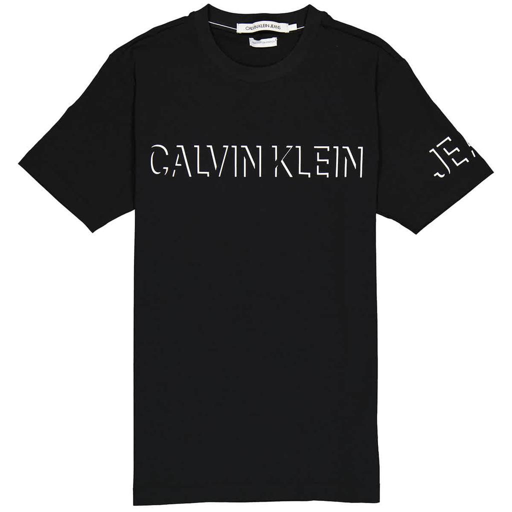 Calvin Klein Mens Black Shadow Logo Free Fit Stretch Tee, Size Large商品第1张图片规格展示