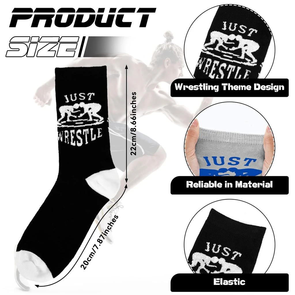 商品Suhine|Suhine 9 Pairs Just Wrestle Mid Calf Wrestling Socks Athletic Wrestle Socks Novelty Clothing Wrestling Gifts for Adult Men Women,价格¥185,第2张图片详细描述