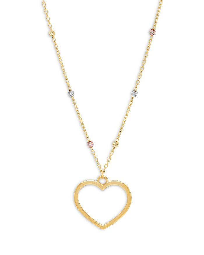 商品Moon & Meadow|14K Yellow Gold Open Heart Pendant Necklace, 17.75",价格¥2616,第1张图片