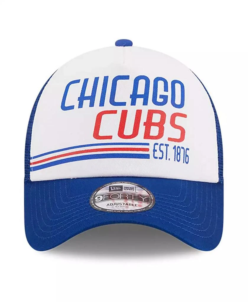 商品New Era|Men's White, Royal Chicago Cubs Stacked A-Frame Trucker 9FORTY Adjustable Hat,价格¥232,第3张图片详细描述