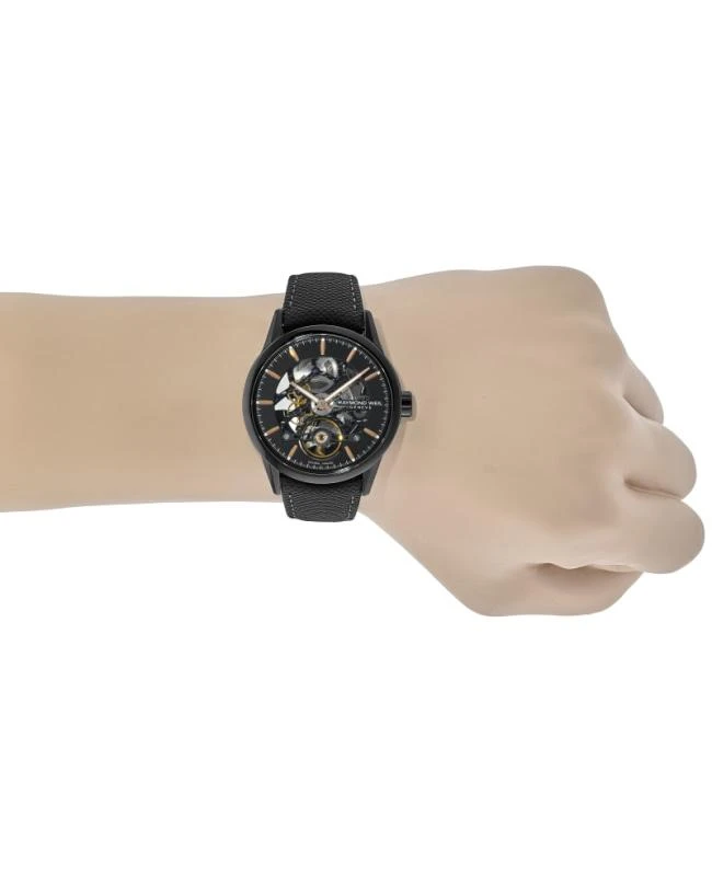 商品Raymond Weil|Raymond Weil Freelancer Automatic Black Skeleton Dial Black Leather Strap Men's Watch 2785-BC5-20001,价格¥17944,第3张图片详细描述