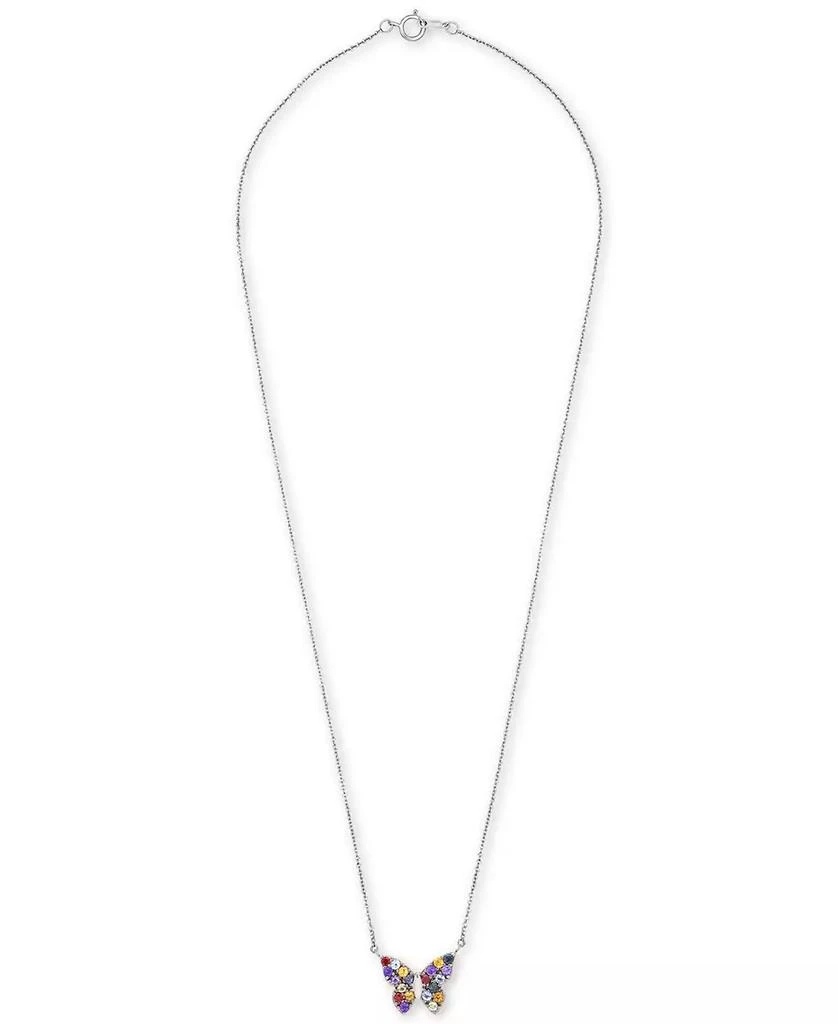 商品Macy's|Multi-Gemstone Butterfly 17" Pendant Necklace (7/8 ct. t.w.) in Sterling Silver,价格¥2205,第4张图片详细描述