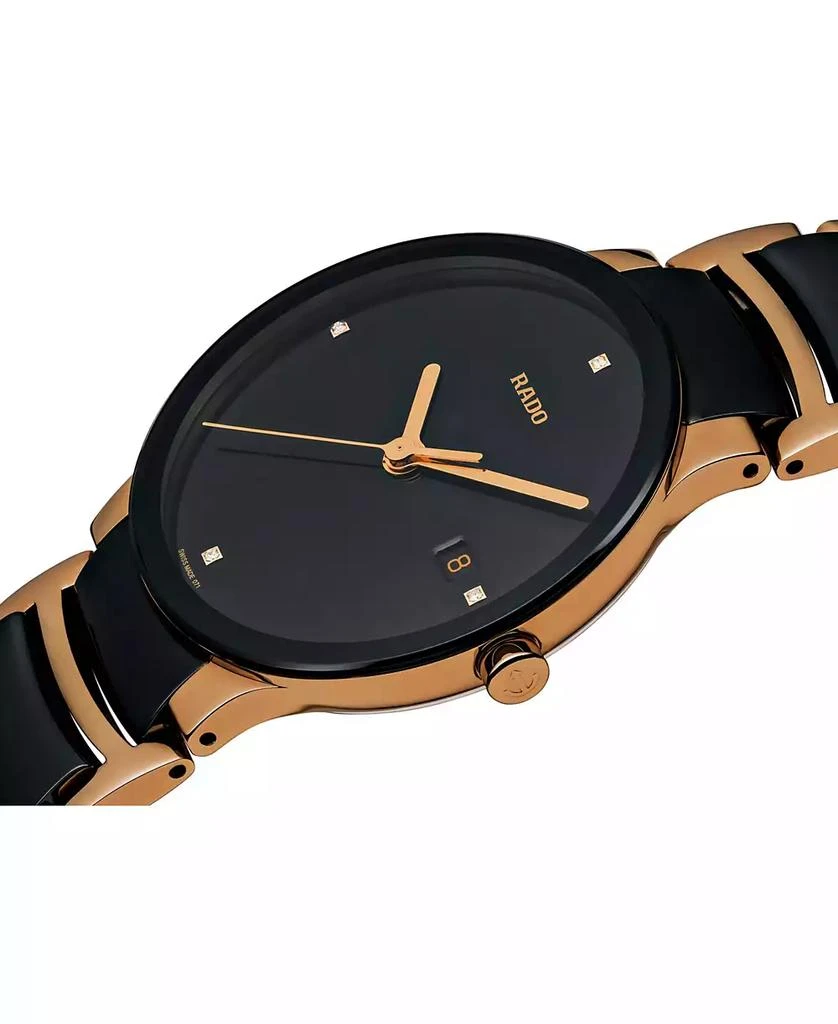 Unisex Swiss Centrix Diamond Accent Black Ceramic and Rose Gold-Tone PVD Stainless Steel Bracelet Watch 38mm R30554712 商品