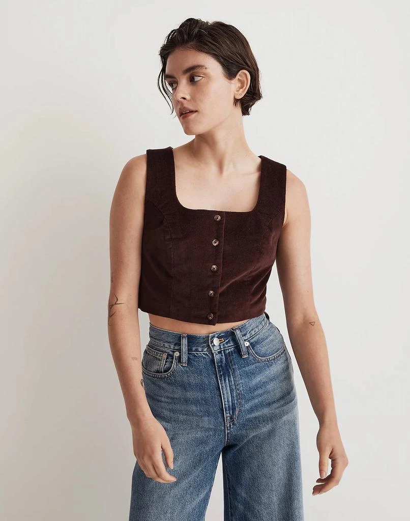 商品Madewell|Corduroy Twill Button-Front Crop Bralette Top,价格¥199,第1张图片