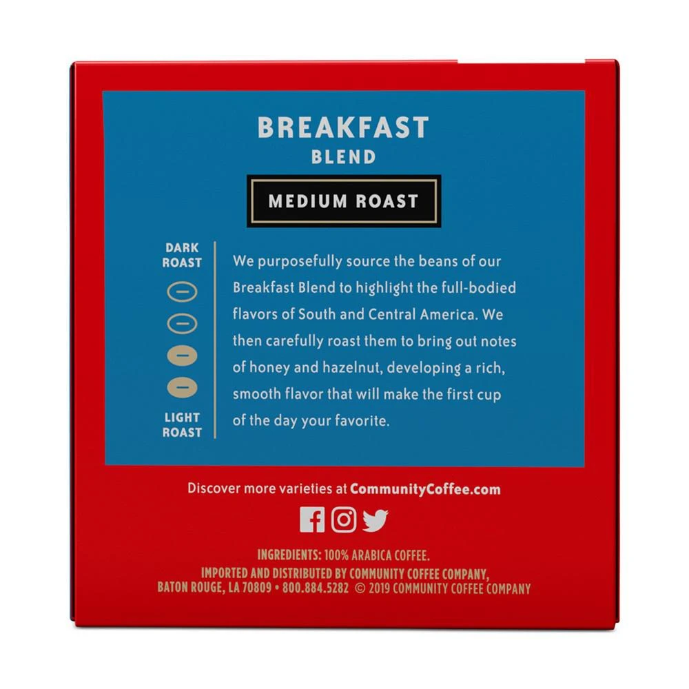 商品Community Coffee|Breakfast Blend Medium Roast Single Serve Pods, Keurig K-Cup Brewer Compatible, 72 Ct,价格¥561,第4张图片详细描述