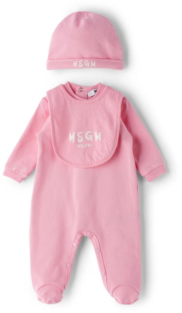 商品MSGM|Baby Pink Brush Logo Jumpsuit Set,价格¥480,第1张图片