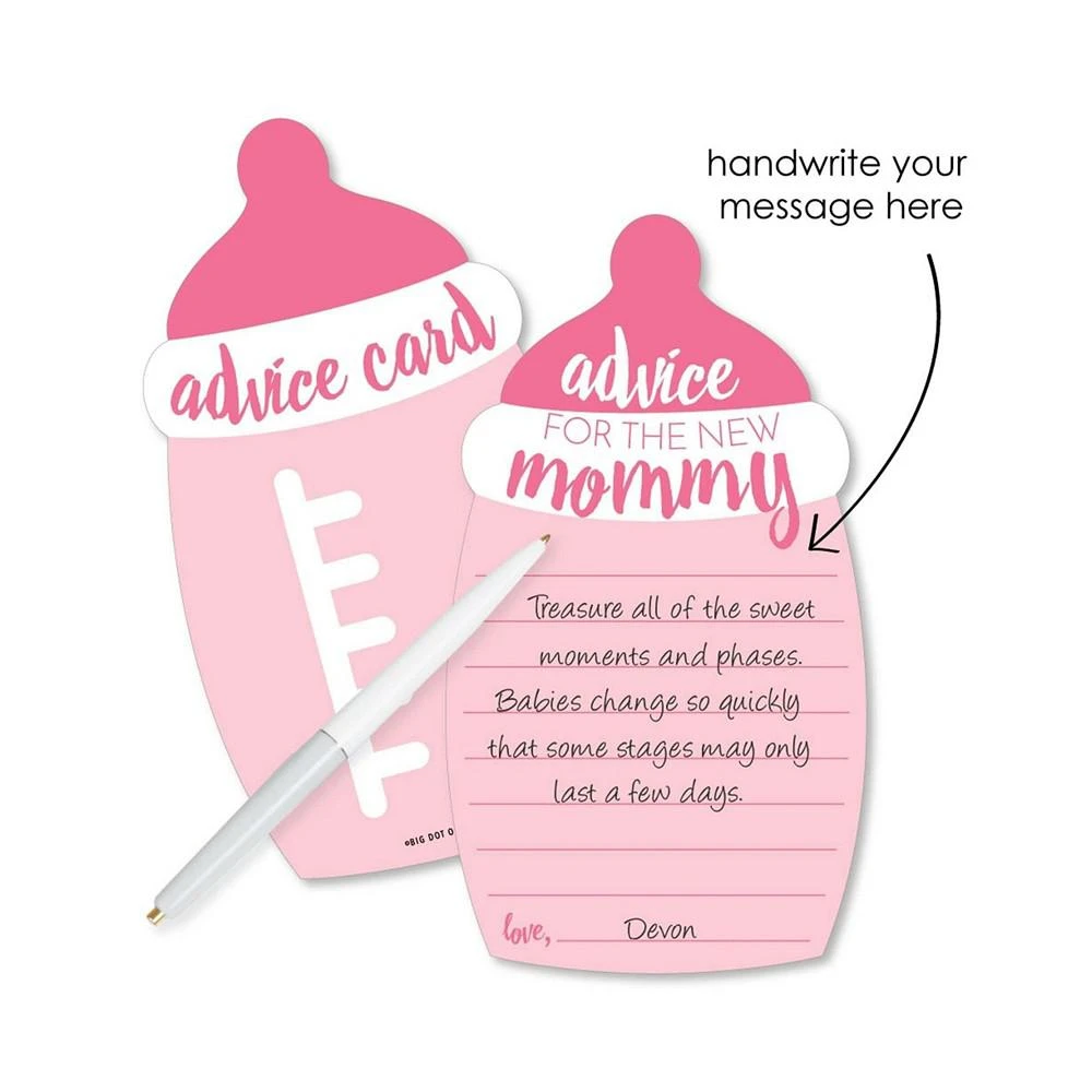 商品Big Dot of Happiness|Baby Girl - Pink Bottle Baby Shower Advice Cards - Set of 20,价格¥119,第3张图片详细描述