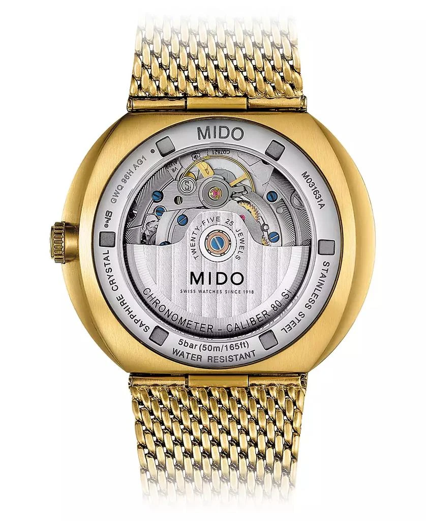 商品MIDO|Men's Swiss Automatic Commander II Cosc Gold-Tone PVD Stainless Steel Bracelet Watch 42mm,价格¥10928,第3张图片详细描述