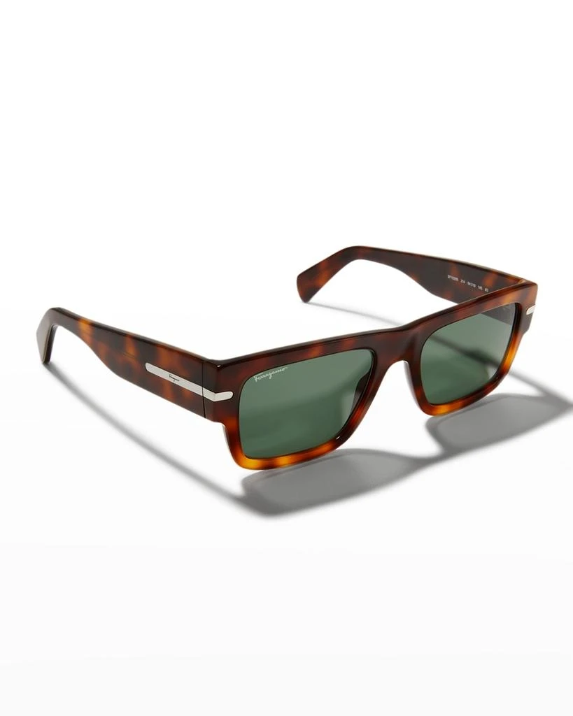 商品Salvatore Ferragamo|Men's Classic Logo Thick Temple Rectangle Sunglasses,价格¥2577,第1张图片