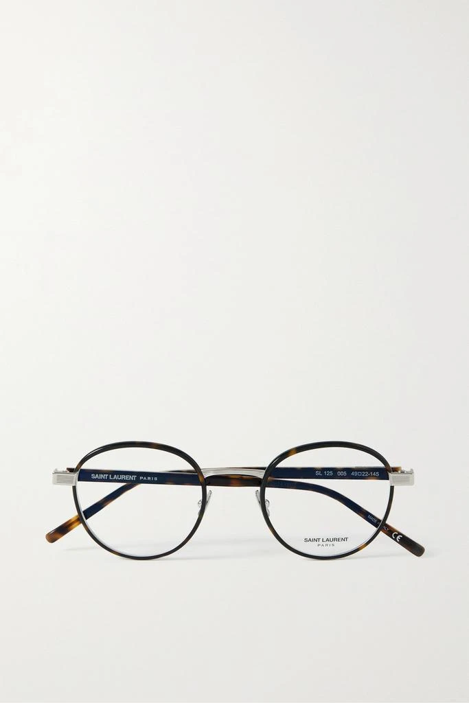 商品Yves Saint Laurent|玳瑁纹板材银色金属圆框光学眼镜,价格¥3026,第1张图片