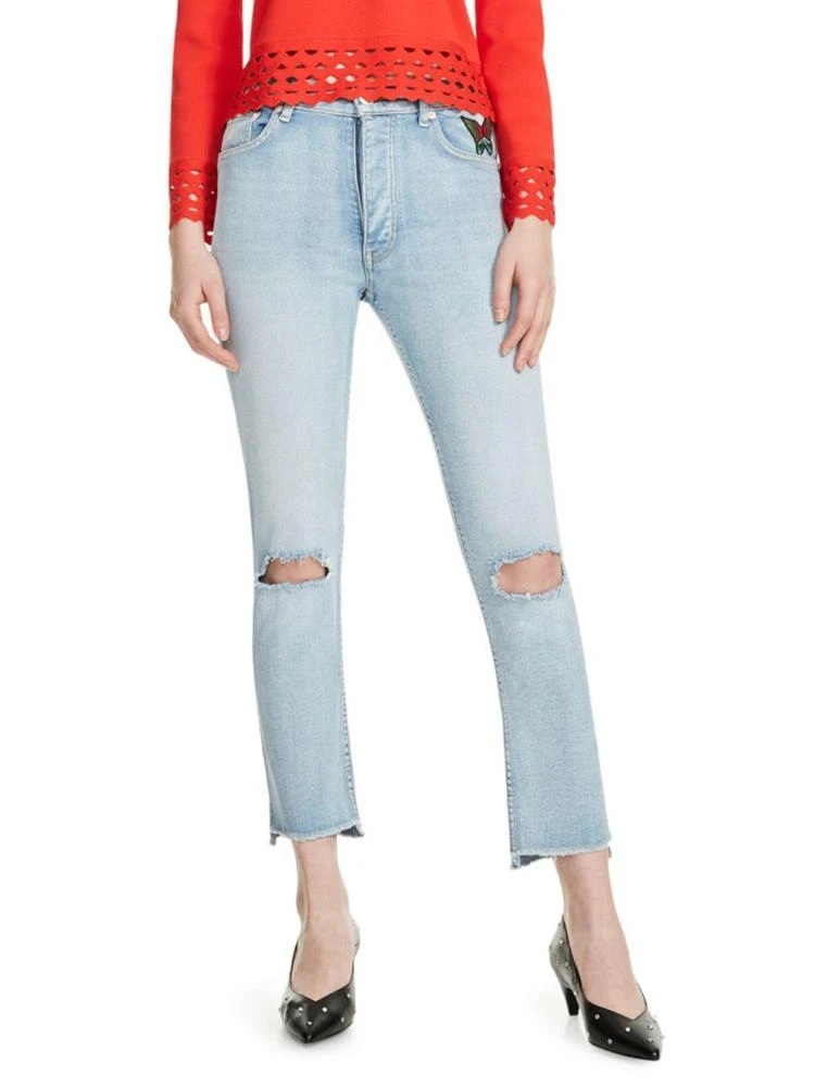 商品Maje|Paolo Embroidered Distressed Jeans,价格¥984,第1张图片