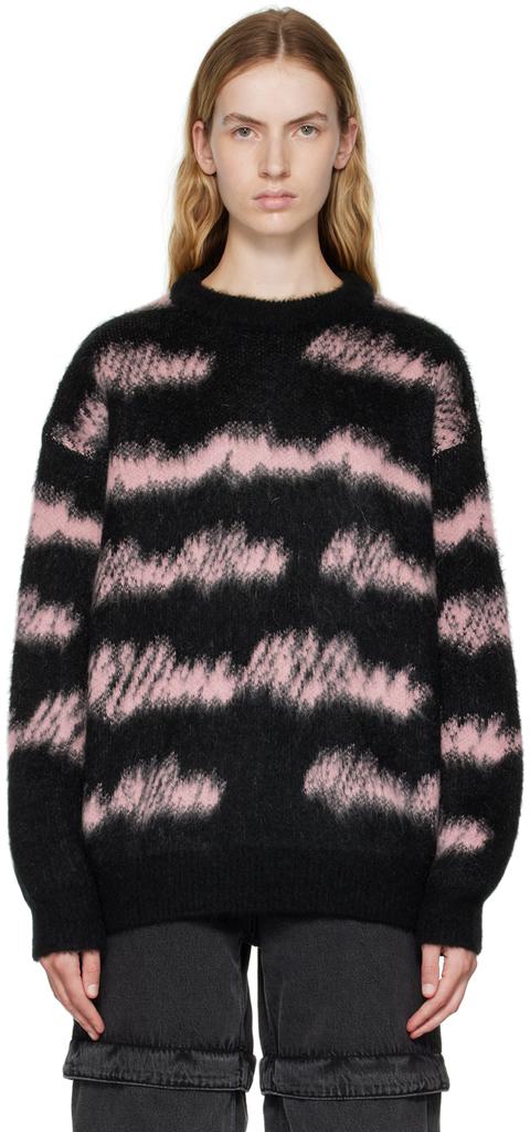 Black & Pink Shaky Stripes Sweater商品第1张图片规格展示