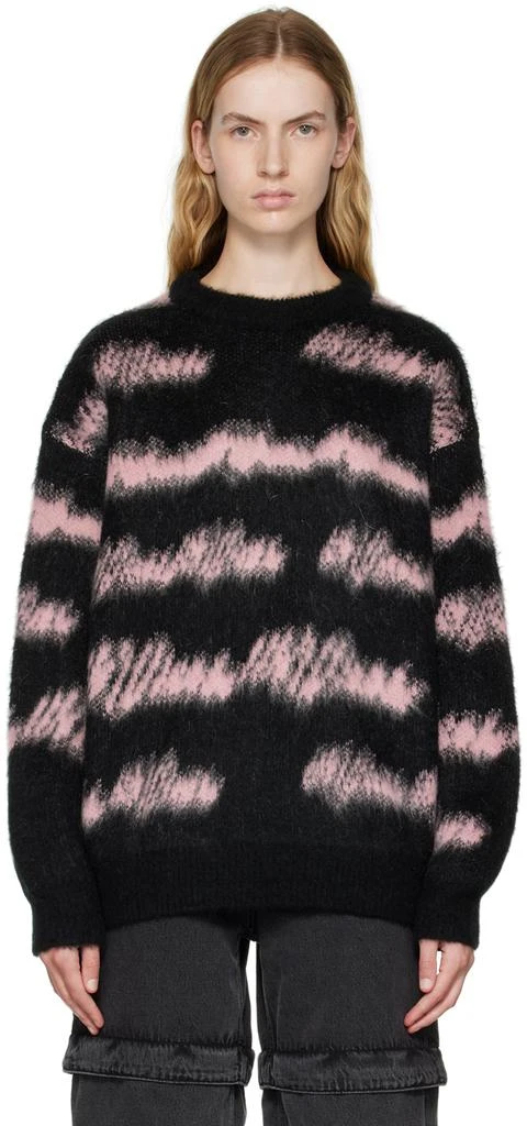 商品We11done|Black & Pink Shaky Stripes Sweater,价格¥3069,第1张图片