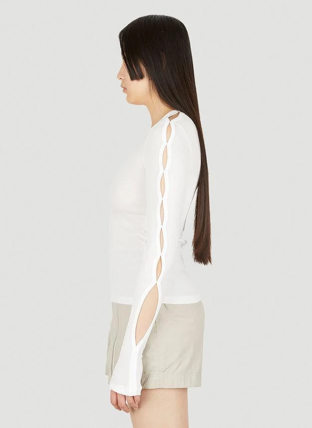 商品Helmut Lang|Slash Sleeve Base Top in White,价格¥684,第3张图片详细描述