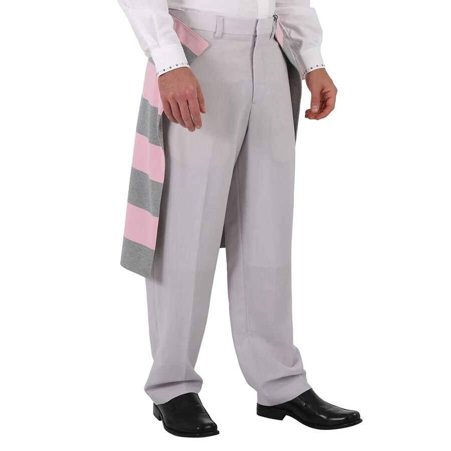 商品Burberry|Men's Light Pebble Grey Striped Skirt Detail Mohair Wool Wide-leg Trousers,价格¥828,第3张图片详细描述