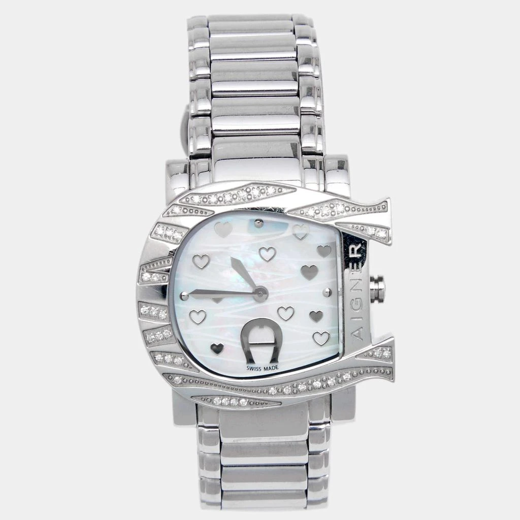 商品[二手商品] Aigner|Aigner Mother of Pearl Stainless Steel Genua Due A31600 Women's Wristwatch 31 mm,价格¥1191,第1张图片