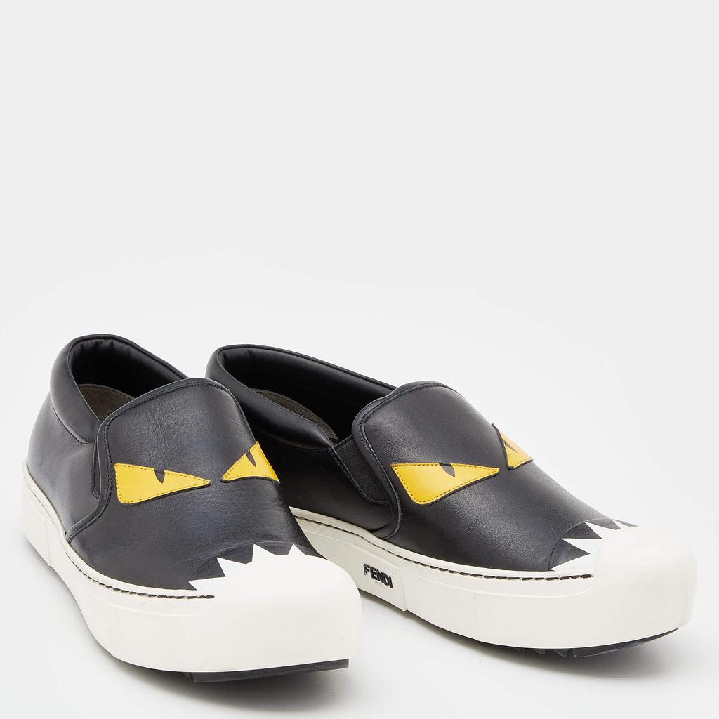 Fendi Black Leather Monster Slip On Sneakers Size 37商品第4张图片规格展示