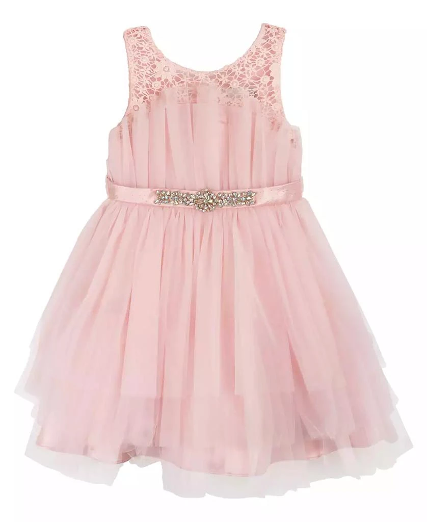 商品Rare Editions|Toddler Girls Sleeveless Illusion and Mesh Party Dress,价格¥772,第3张图片详细描述