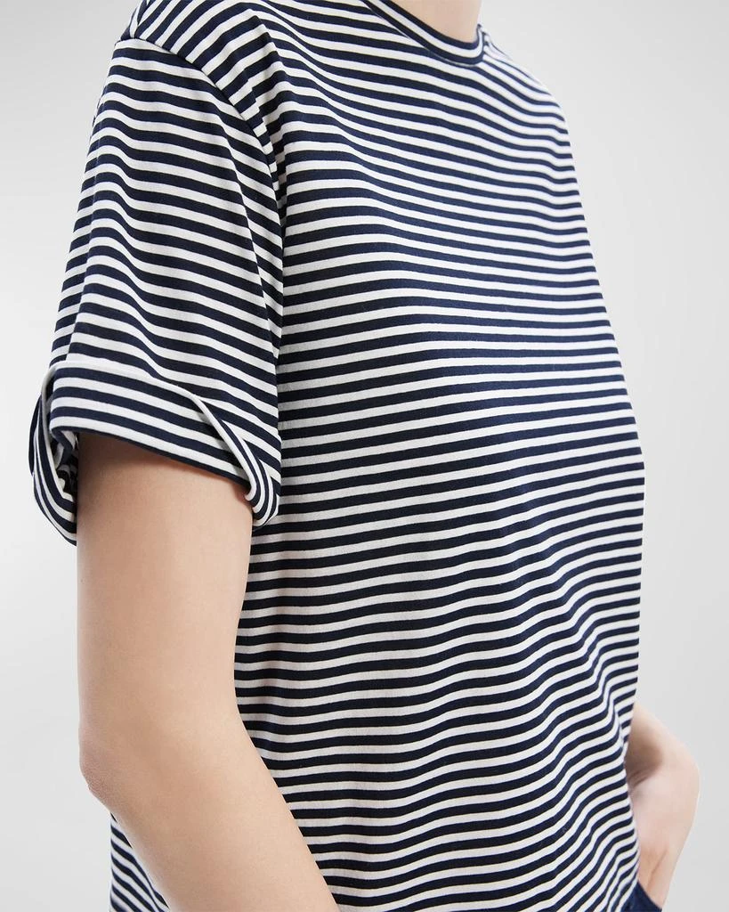 商品Theory|Boxy Rolled-Sleeve Striped Cotton T-Shirt,价格¥266,第3张图片详细描述