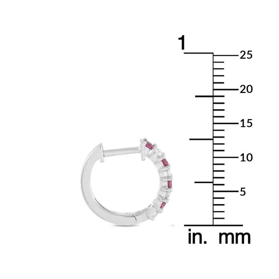 商品LB Exclusive|14K White Gold 0.17 ct Diamond and Ruby Hoop Earrings,价格¥4165,第3张图片详细描述