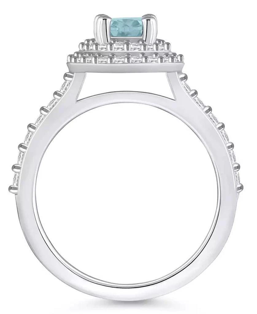 商品Macy's|Aquamarine and Diamond Halo Ring,价格¥12302,第3张图片详细描述