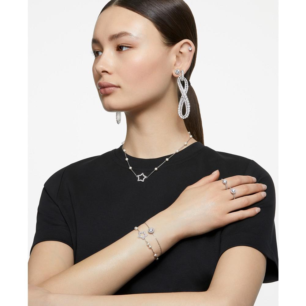 Silver-Tone Constella Crystal Bangle Bracelet商品第5张图片规格展示