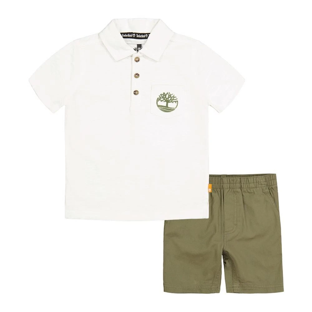 商品Timberland|Toddler Boys Logo Polo Shirt and Twill Shorts, 2 Piece Set,价格¥276,第1张图片