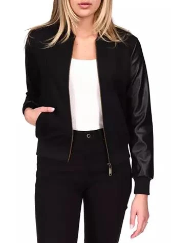 商品Michael Kors|Michael Kors Womens Leather Bomber Jacket,价格¥473,第1张图片