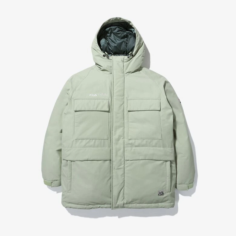 商品Fila|【享贝家】（国内发货-QD）FILA斐乐 Explorer新款鹅绒工装保暖外套羽绒服藏 男女同款 绿色 FS2DJD4E12XEGY,价格¥687,第1张图片