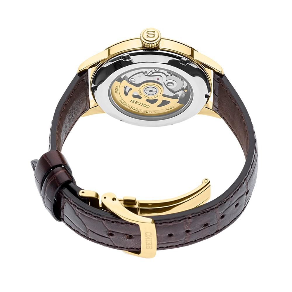 Men's Automatic Presage Brown Leather Strap Watch 40.5mm商品第7张图片规格展示