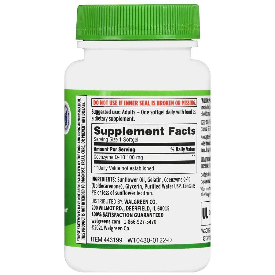 商品Walgreens|CoQ-10 100 mg Softgels (90 days),价格¥334,第3张图片详细描述