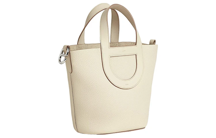 商品[国内直发] Hermes|爱马仕 In The Loop 18 银扣 Clémence公牛皮拼Swift小牛皮 菜篮子水桶包手提包 常规 女款 奶油白,价格¥38513,第3张图片详细描述