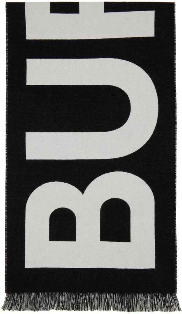 商品Burberry|Black & Gray Logo Wool Jacquard Scarf,价格¥2907,第1张图片