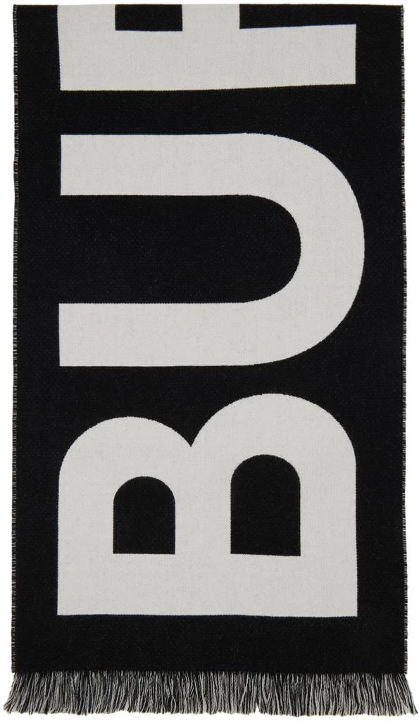 商品Burberry|Black & Gray Logo Wool Jacquard Scarf,价格¥3068,第1张图片