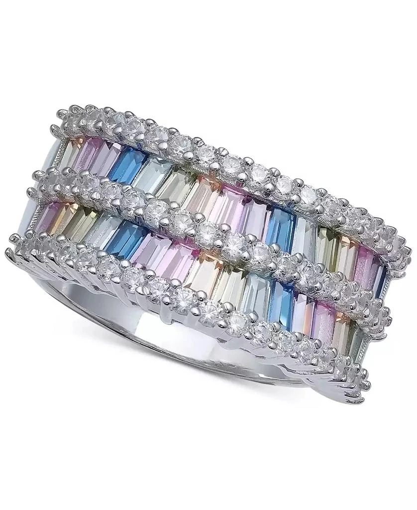 商品Macy's|Cubic Zirconia Baguette Two Row Wavy Statement Ring in Sterling Silver (Also Available in Blue and Multi),价格¥1006,第1张图片