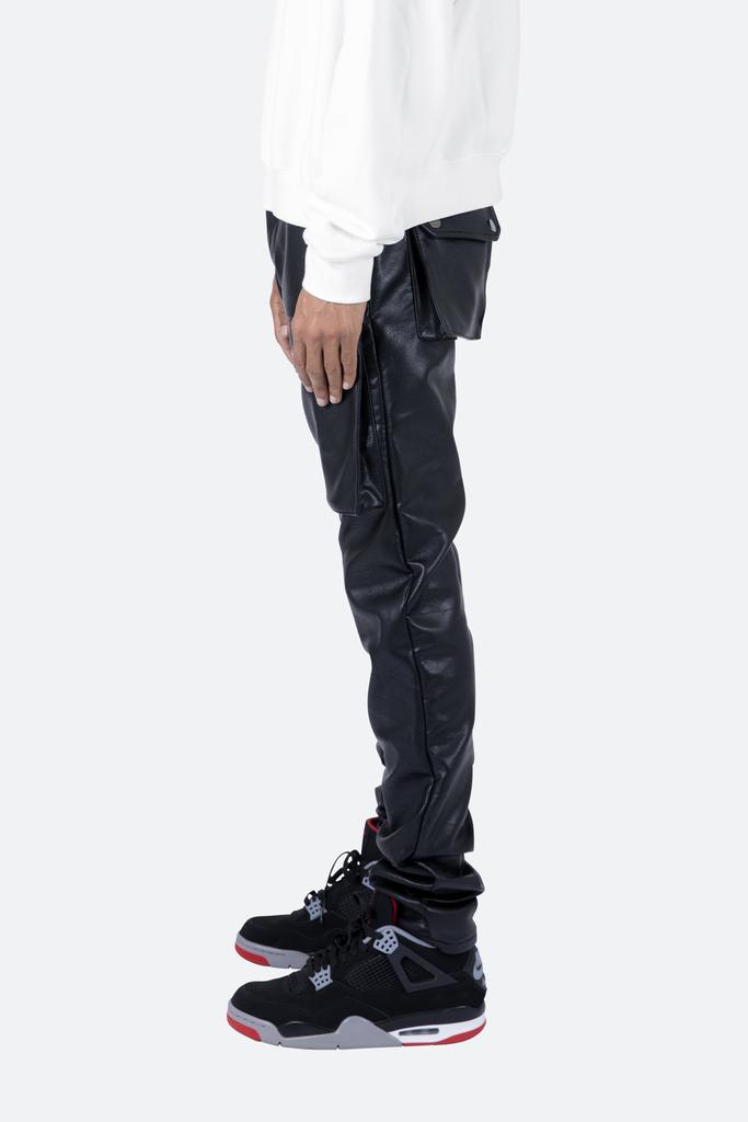 Leather Snap Cargo Pants - Black商品第5张图片规格展示