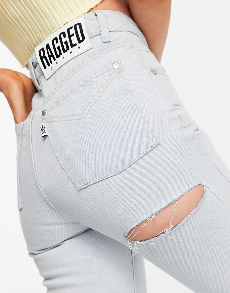 商品The Ragged Priest|The Ragged Priest high waisted straight leg jeans with bum rip in stone wash,价格¥203,第3张图片详细描述