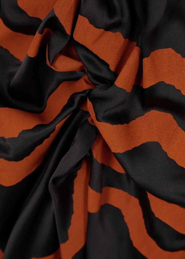 Tiger-print silk-blend satin midi dress商品第5张图片规格展示