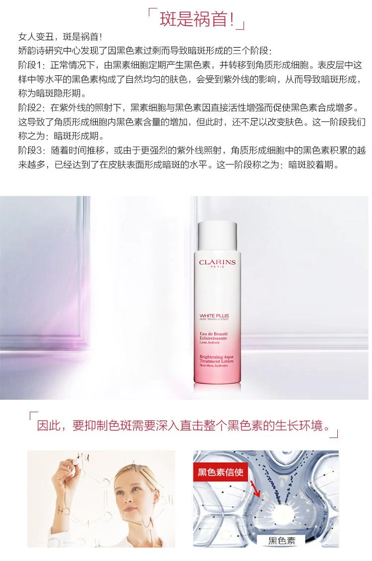 商品Clarins|欧洲直邮Clarins 娇韵诗清透润白柔肤爽肤水200ML「清爽型」补水,价格¥448,第2张图片详细描述