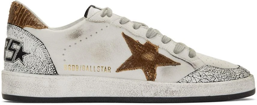 商品Golden Goose|White & Brown Snake Ball Star 运动鞋,价格¥2657,第1张图片